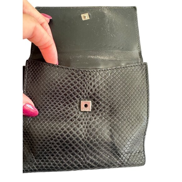 GUCCI Womens Vintage Black Leather Snap Clutch Wallet - Picture 5 of 11